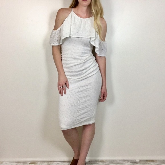 MiMi Maternity | White Floral Lace Cold Shoulder - Picture 2 of 8